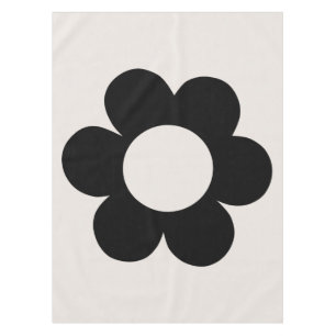 La Fleur 03 Retro Floral Black and White Flower Tafelkleed