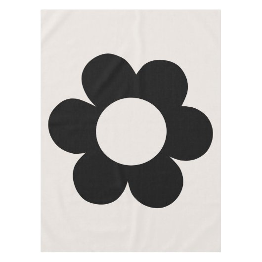 La Fleur 03 Retro Floral Black and White Flower Tafelkleed (Voorkant)