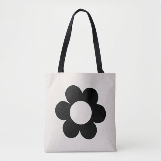 La Fleur 03 Retro Floral Black and White Flower Tote Bag (Voorkant)