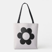 La Fleur 03 Retro Floral Black and White Flower Tote Bag (Achterkant)
