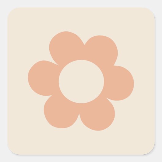 La Fleur 04 Abstracte Floral Boho Neutrale Bloem Vierkante Sticker (Voorkant)