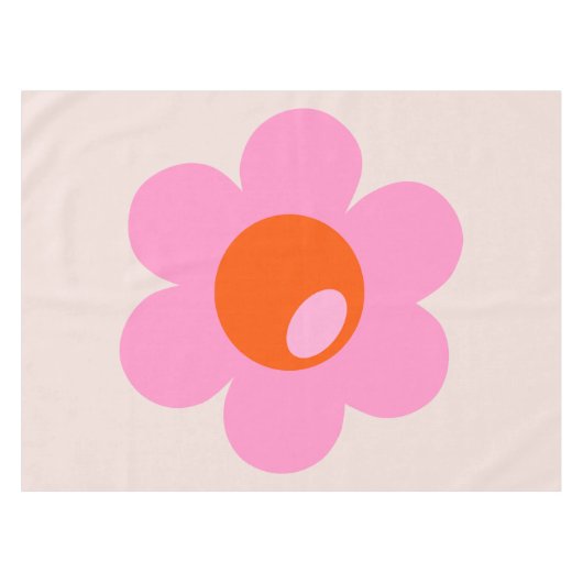 La Fleur 05 Abstract bloemroze en Oranje bloemen Tafelkleed (Voorkant (Horizontaal))