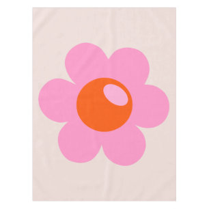 La Fleur 05 Abstract bloemroze en Oranje bloemen Tafelkleed