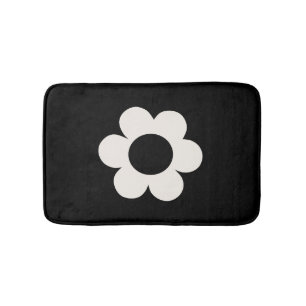La Fleur 06 Retro Floral Black and White Flower Badmat
