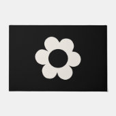 La Fleur 06 Retro Floral Black and White Flower Deurmat (Voorkant)