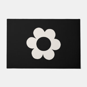 La Fleur 06 Retro Floral Black and White Flower Deurmat