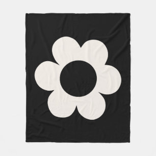La Fleur 06 Retro Floral Black and White Flower Fleece Deken