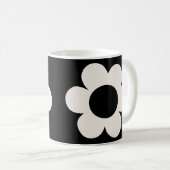 La Fleur 06 Retro Floral Black and White Flower Koffiemok (Voorkant rechts)