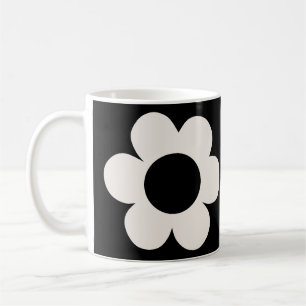 La Fleur 06 Retro Floral Black and White Flower Koffiemok