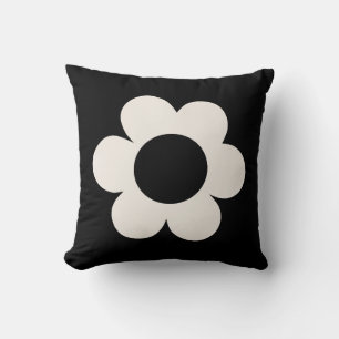 La Fleur 06 Retro Floral Black and White Flower Kussen