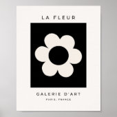 La Fleur 06 Retro Floral Black and White Flower Poster (Voorkant)