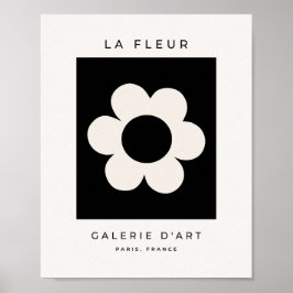 La Fleur 06 Retro Floral Black and White Flower Poster