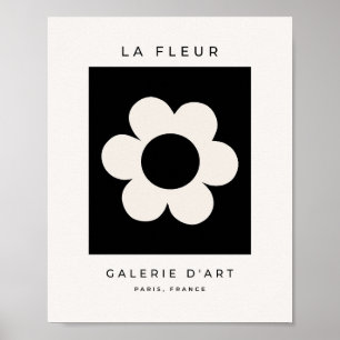 La Fleur 06 Retro Floral Black and White Flower Poster