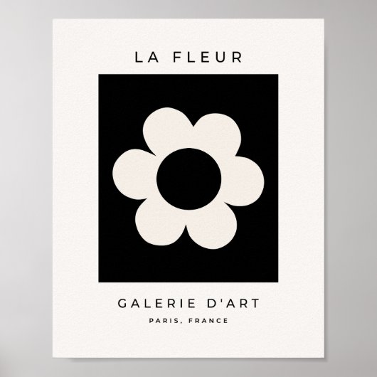 La Fleur 06 Retro Floral Black and White Flower Poster (Voorkant)