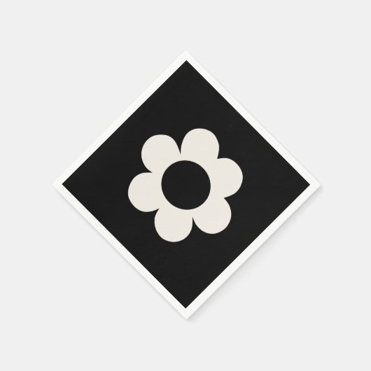 La Fleur 06 Retro Floral Black and White Flower Servet (Hoek)