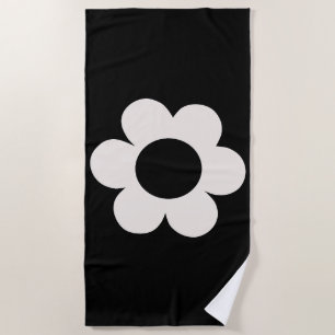 La Fleur 06 Retro Floral Black and White Flower Strandlaken