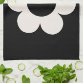 La Fleur 06 Retro Floral Black and White Flower Theedoek (Gevouwen)