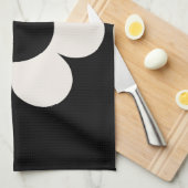 La Fleur 06 Retro Floral Black and White Flower Theedoek (Quarter Fold)