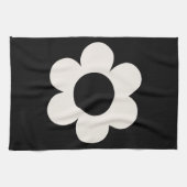 La Fleur 06 Retro Floral Black and White Flower Theedoek (Horizontaal)