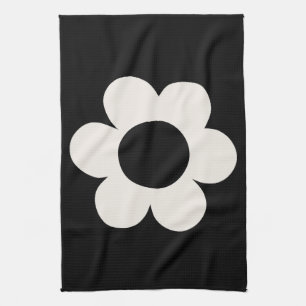 La Fleur 06 Retro Floral Black and White Flower Theedoek