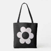 La Fleur 06 Retro Floral Black and White Flower Tote Bag (Achterkant)