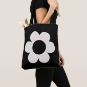 La Fleur 06 Retro Floral Black and White Flower Tote Bag (Dichtbij)
