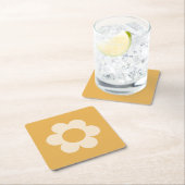La Fleur 07 Retro Bloemgeel Kartonnen Onderzetters (Insitu)