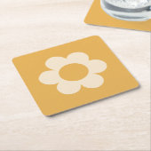 La Fleur 07 Retro Bloemgeel Kartonnen Onderzetters (Schuin)