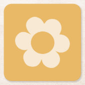 La Fleur 07 Retro Bloemgeel Kartonnen Onderzetters (Voorkant)