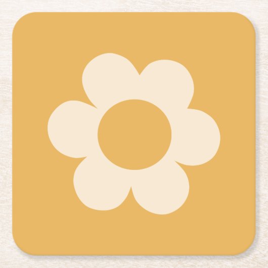 La Fleur 07 Retro Bloemgeel Kartonnen Onderzetters (Voorkant)
