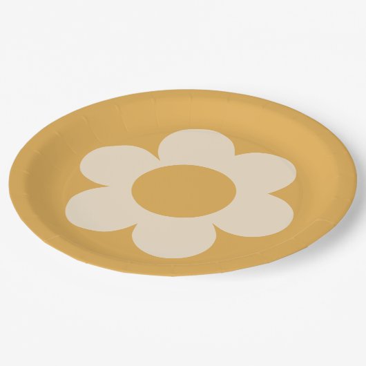 La Fleur 07 Retro Bloemgeel Papieren Bordje (Gekanteld)