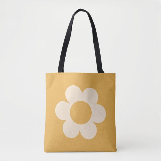 La Fleur 07 Retro Bloemgeel Tote Bag (Voorkant)