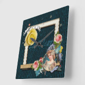 La Fleur  Lady Lijst Glitter Stripes Clock Vierkante Klok (Hoek)