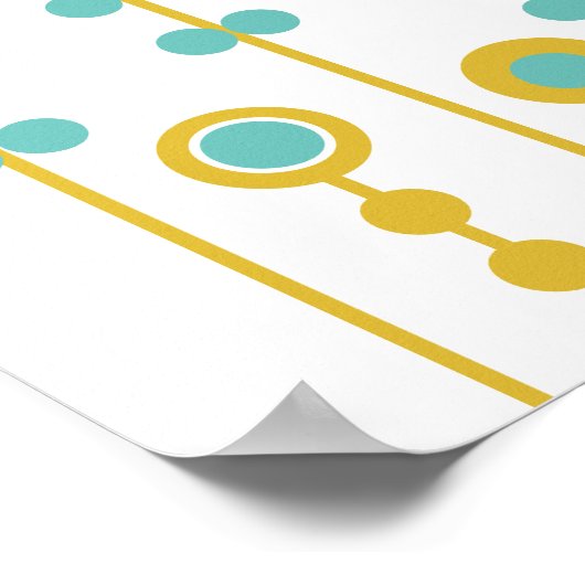 La Flowers, retro, mustard and teal Poster (Hoek)