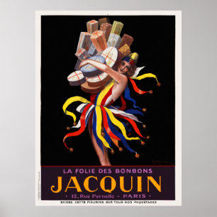 La Folie des Bonbons Jacquin Vintage Poster 1924
