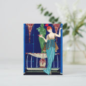 La Fontaine de coquillages, George Barbier Briefkaart (Staand voorkant)