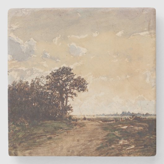 La Forêt de Fontainebleau aux Environs de Barbizon Stenen Onderzetter (Voorkant)