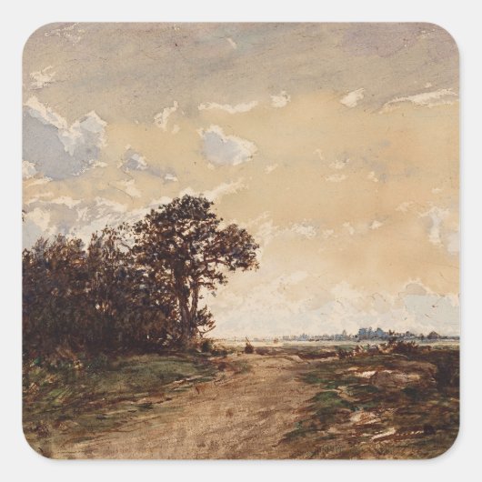 La Forêt de Fontainebleau aux Environs de Barbizon Vierkante Sticker (Voorkant)