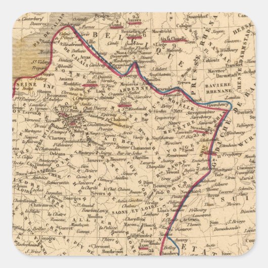 La France 1814 a 1840 Vierkante Sticker (Voorkant)