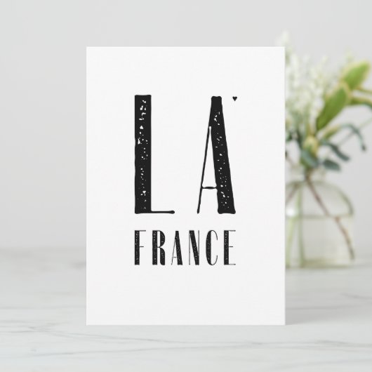 La France - minimalistic typography card Kaart (Staand voorkant)