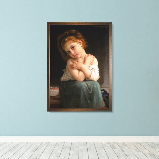 La Frileuse door William-Adolphe Bouguereau Canvas Afdruk (Insitu (Houten vloer))