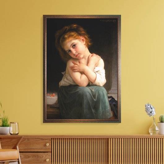 La Frileuse door William-Adolphe Bouguereau Canvas Afdruk (Insitu (Woonkamer))
