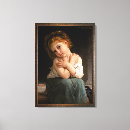 La Frileuse door William-Adolphe Bouguereau Canvas Afdruk (Voorkant)