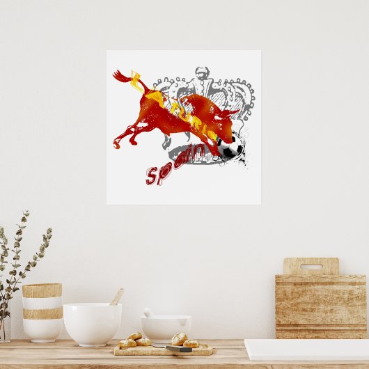 La Furia España Toro Artwork giften en t - shirts Poster (Keuken)