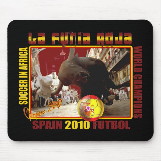 La Furia Roja Spain Bull Soccer Futbol Muismat (Voorkant)