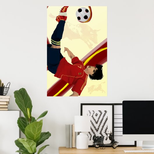 La Furia Roja Spanje 2014 Soccer by Sarjis Poster (Thuiskantoor)