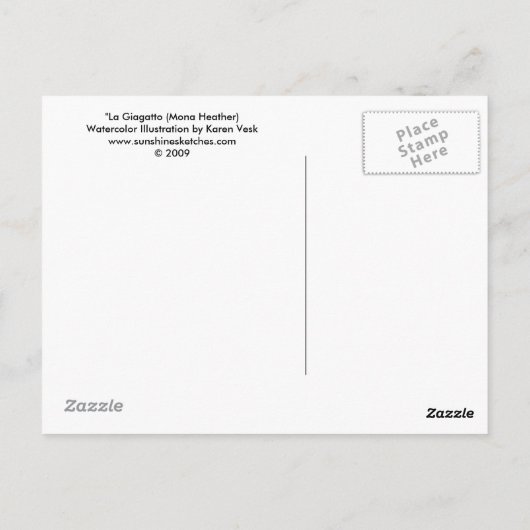 La Giagatto (Mona Heather) Briefkaart (Achterkant)