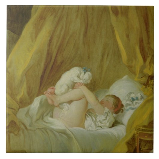 La Gimblette, Girl with a Dog, c.1770 (olie op ca. Tegeltje (Voorkant)