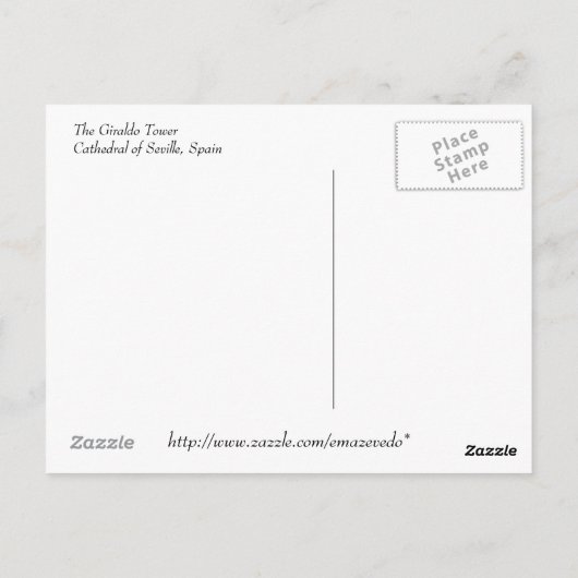 La Giralda of Sevilla, briefkaart (Achterkant)