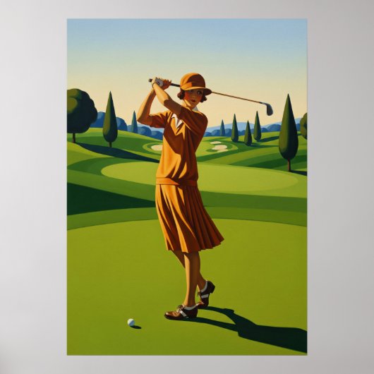 LA GOLFEUSE (De Golfer) - Originele Art Deco Artwo Poster (Voorkant)